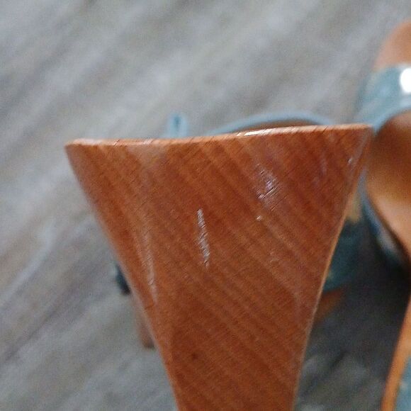 STUART WEITZMAN wooden platform wedge sandals Sz 7 EUC - Picture 7 of 11